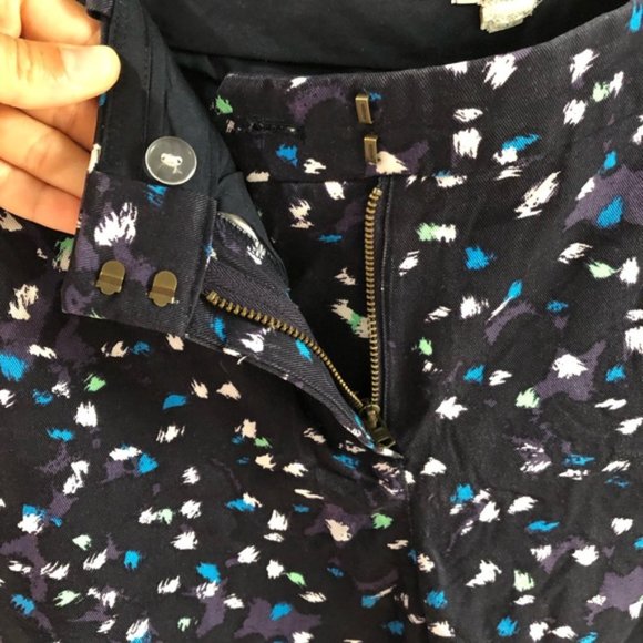 JCrew Printed Cropped Tencel Pants Career Navy - Picture 3 of 9